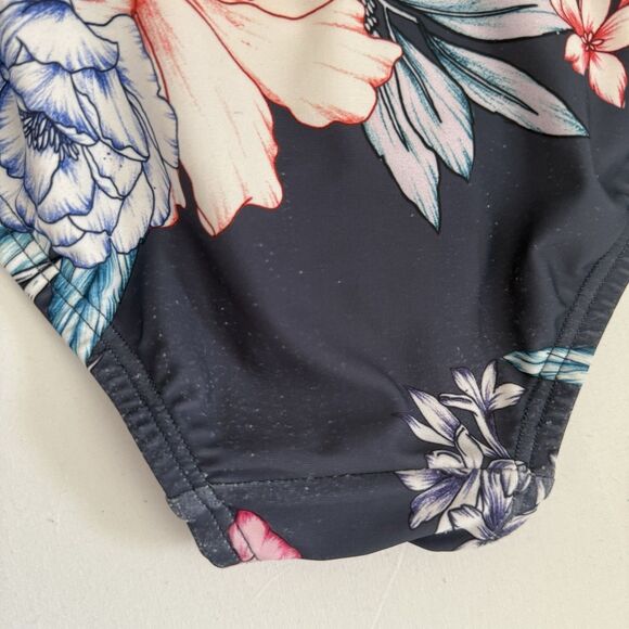 Venus One Piece Swimsuit Size 6 Bathing Ruffle Bandeau Off Shoulder Floral Grey - Picture 7 of 8